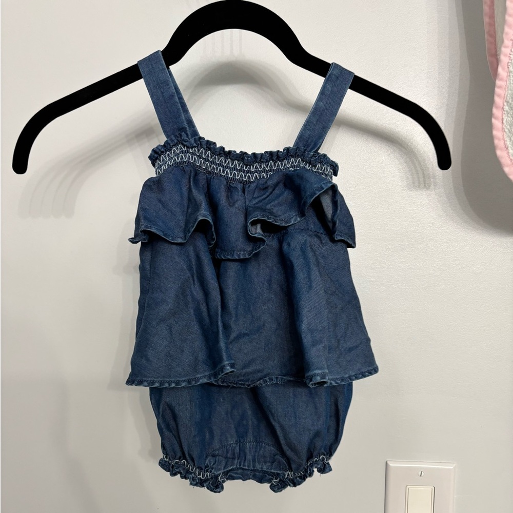 NWT Mayoral blue jean romper. 6-9 months